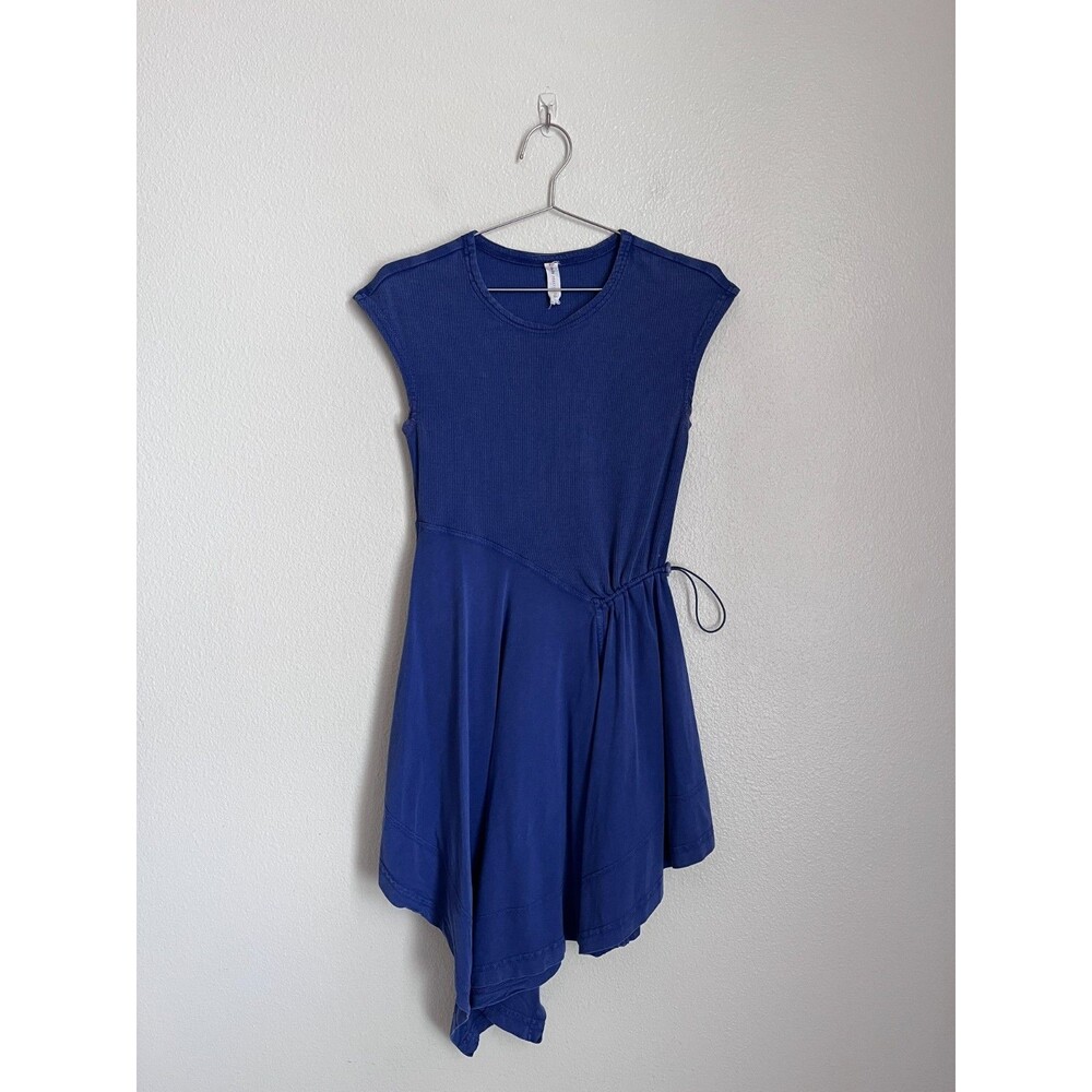 Daily Practice Anthropologie Short-Sleeve Asymmetrical Midi Dress Blue Size XS